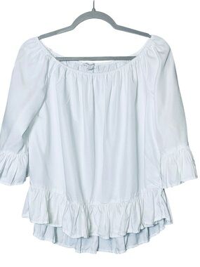 Beach Lunch Lounge White Ruffle Blouse
